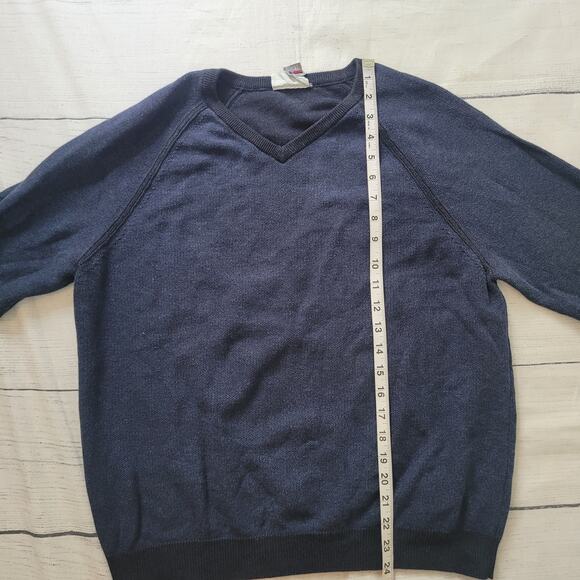 Tommy Bahama Size L Navy Blue Reversible Knit V-Neck Sweater Classic - Picture 3 of 6